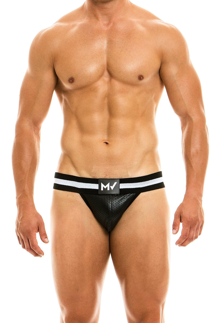 Modus Vivendi Black Perforated Vegan Leather Sports Brief