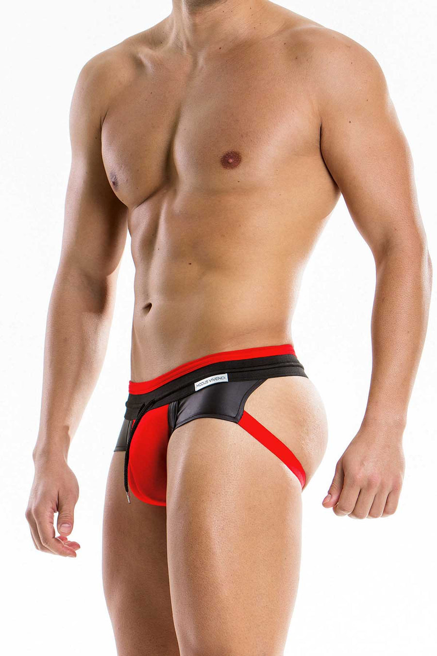Modus Vivendi Black/Red Leather-Look Blend Jock