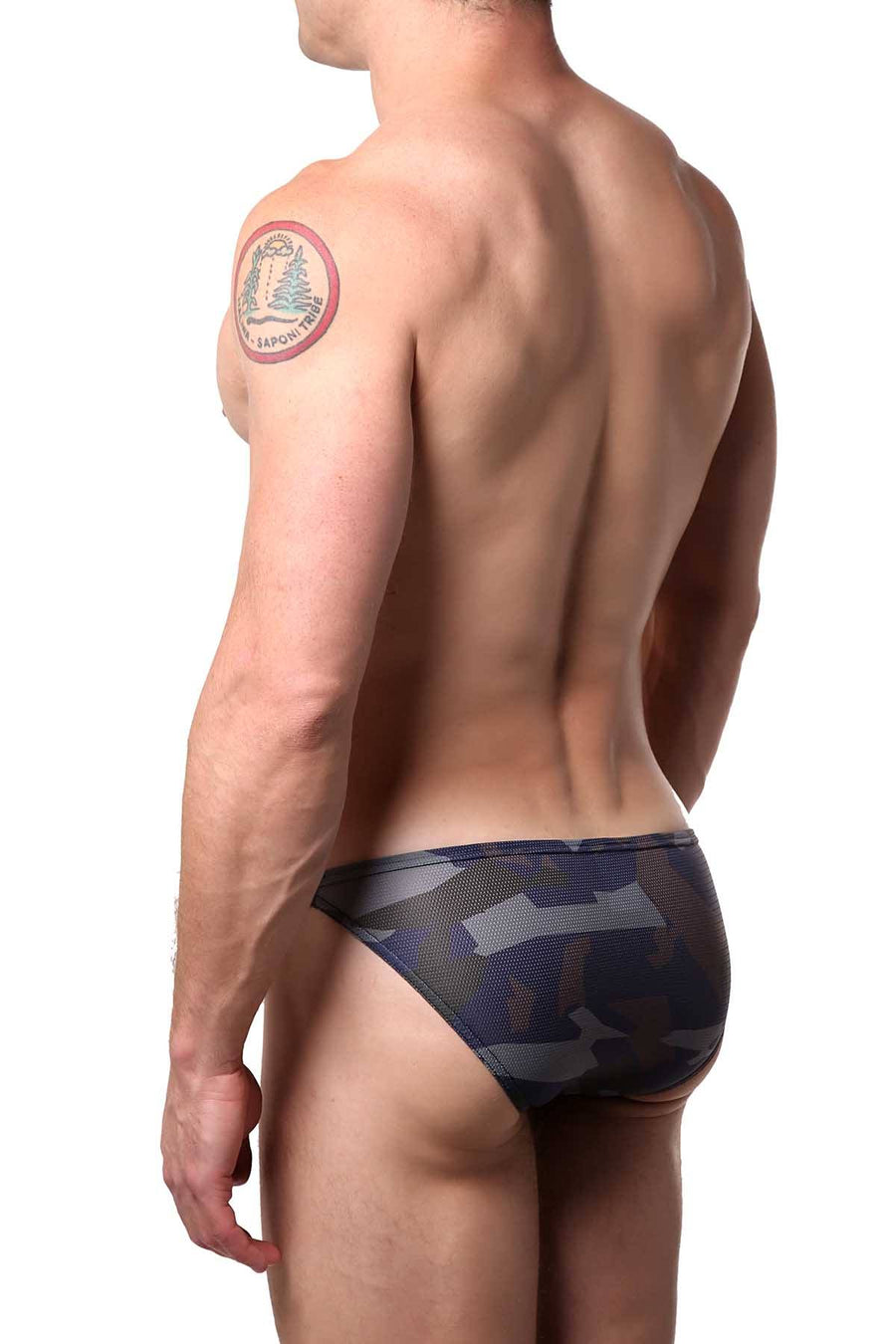 Modus Vivendi Blue-Camo Low-Cut Swim Brief
