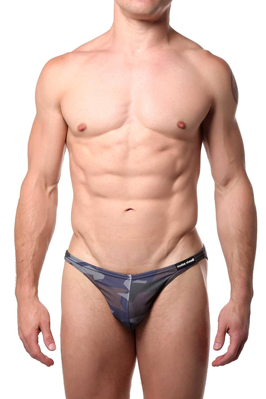 Modus Vivendi Blue-Camo Low-Cut Swim Brief