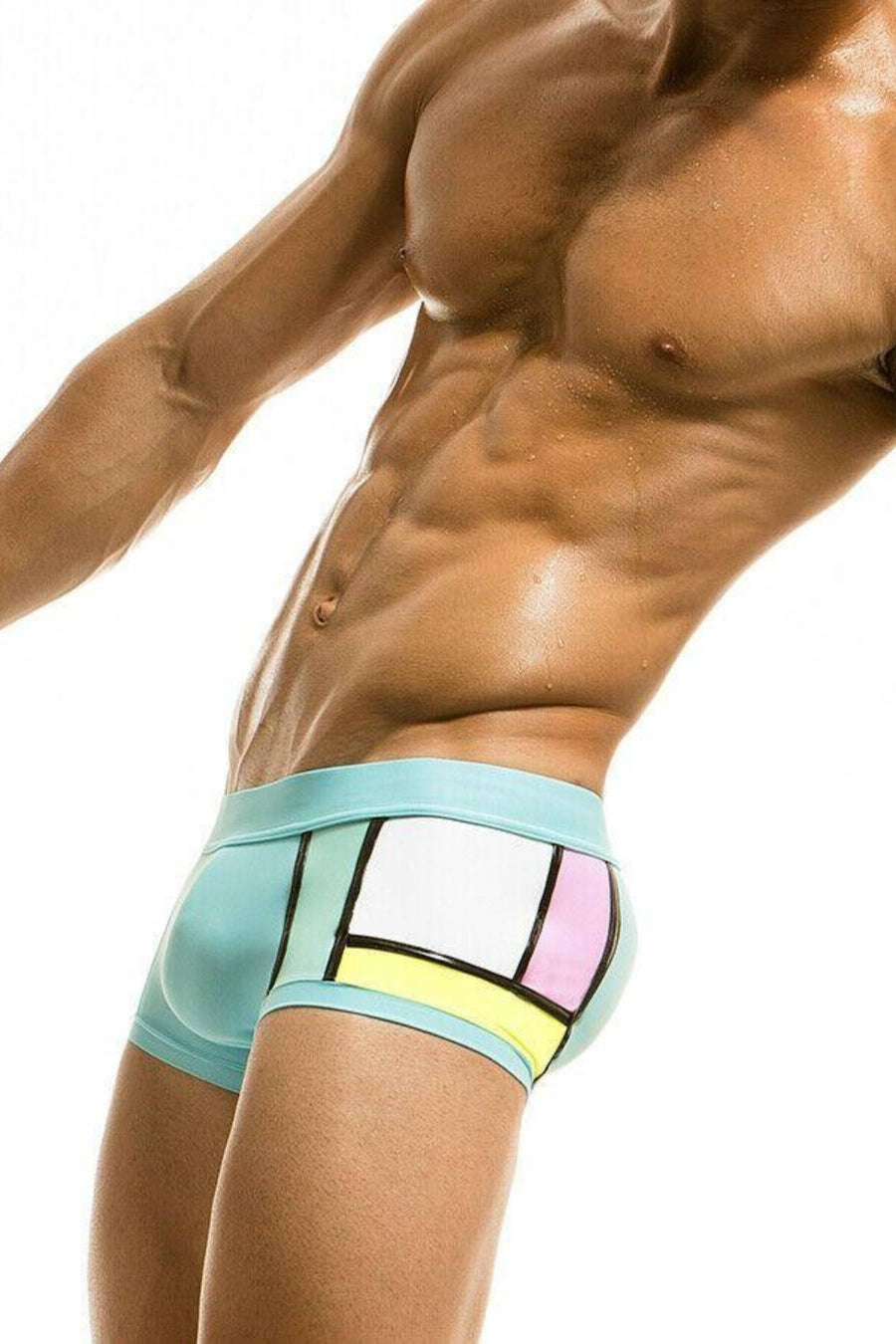 Modus Vivendi Blue Mondrian Brazil Cut Swim Trunk