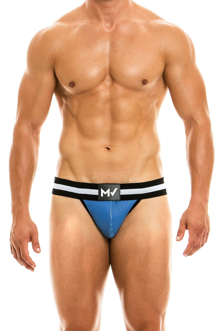 Modus Vivendi Blue Perforated Vegan Leather Sports Brief
