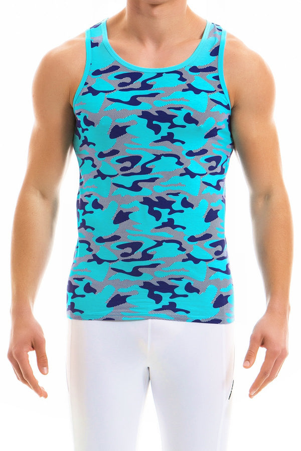Modus Vivendi Camo Tank Top T Shirt Aqua