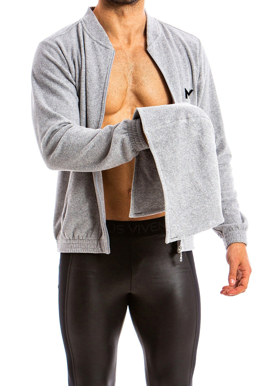 Modus Vivendi Grey Bull Hoodie/Bomber 2-in-1 Jacket