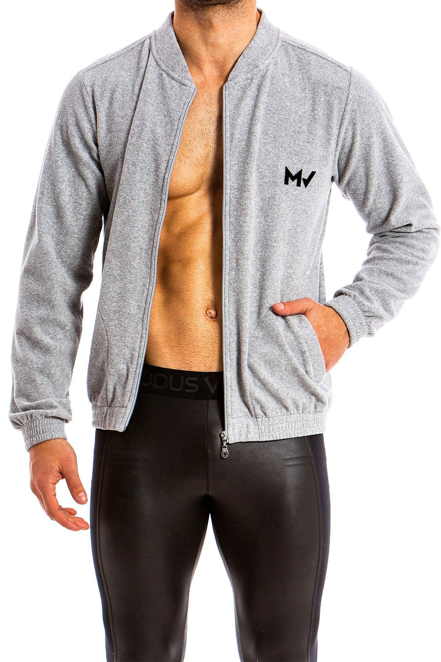 Modus Vivendi Grey Bull Hoodie/Bomber 2-in-1 Jacket
