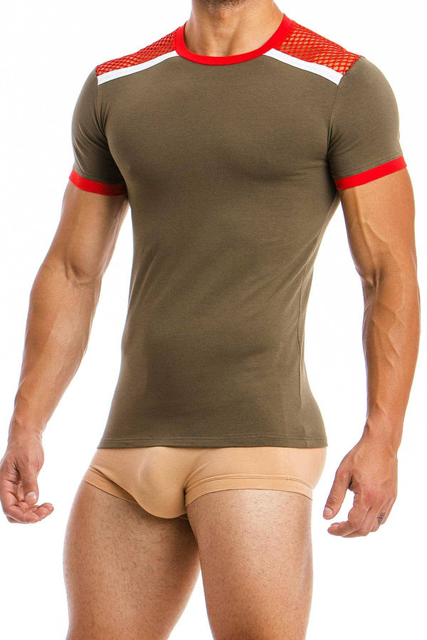 Modus Vivendi Khaki Multi C-Through T-Shirt