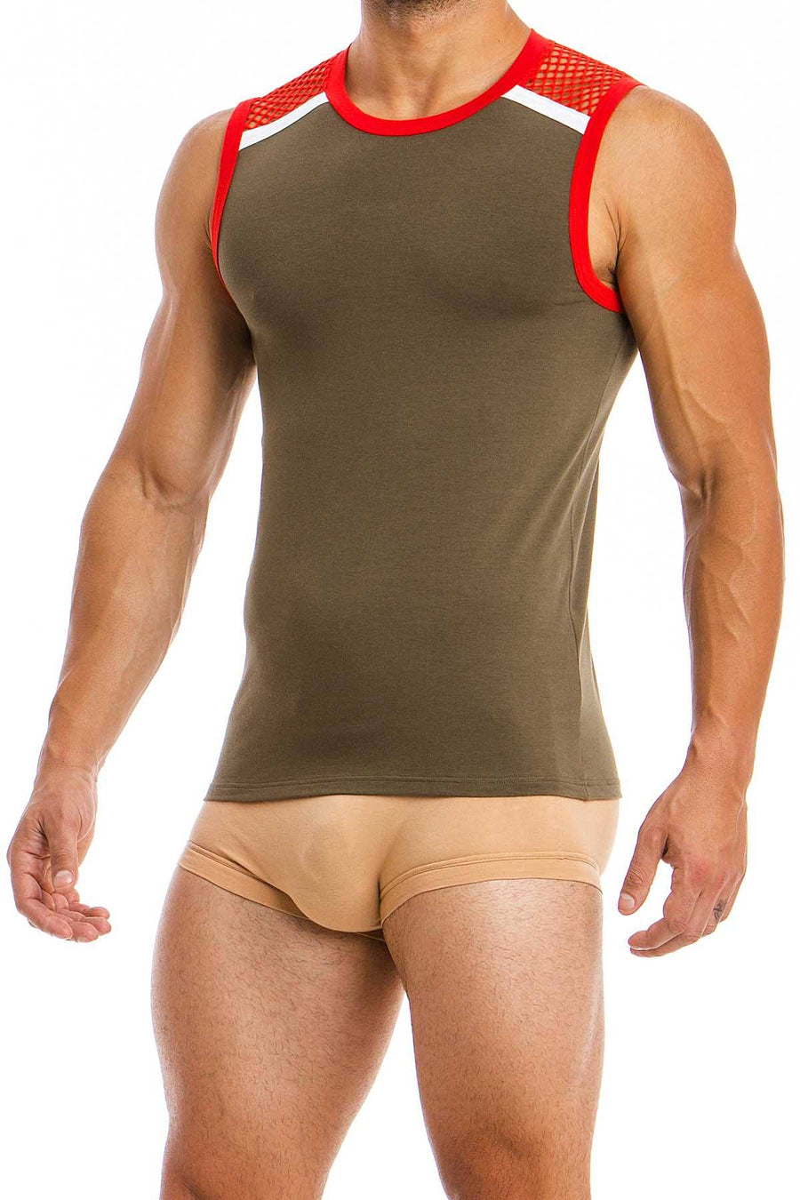 Modus Vivendi Khaki Multi C-Through Tank Top