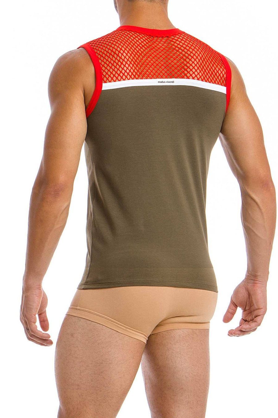 Modus Vivendi Khaki Multi C-Through Tank Top