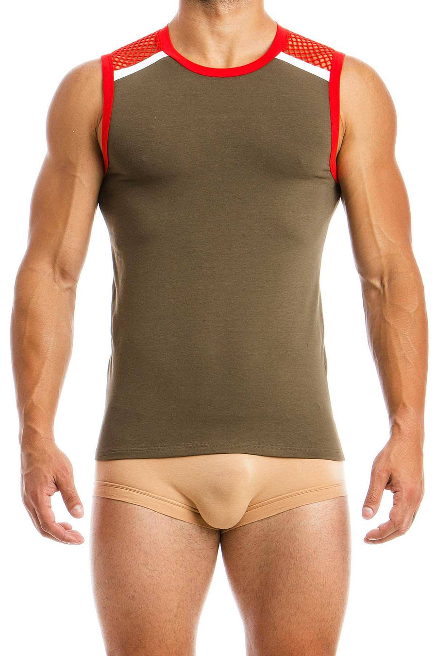 Modus Vivendi Khaki Multi C-Through Tank Top