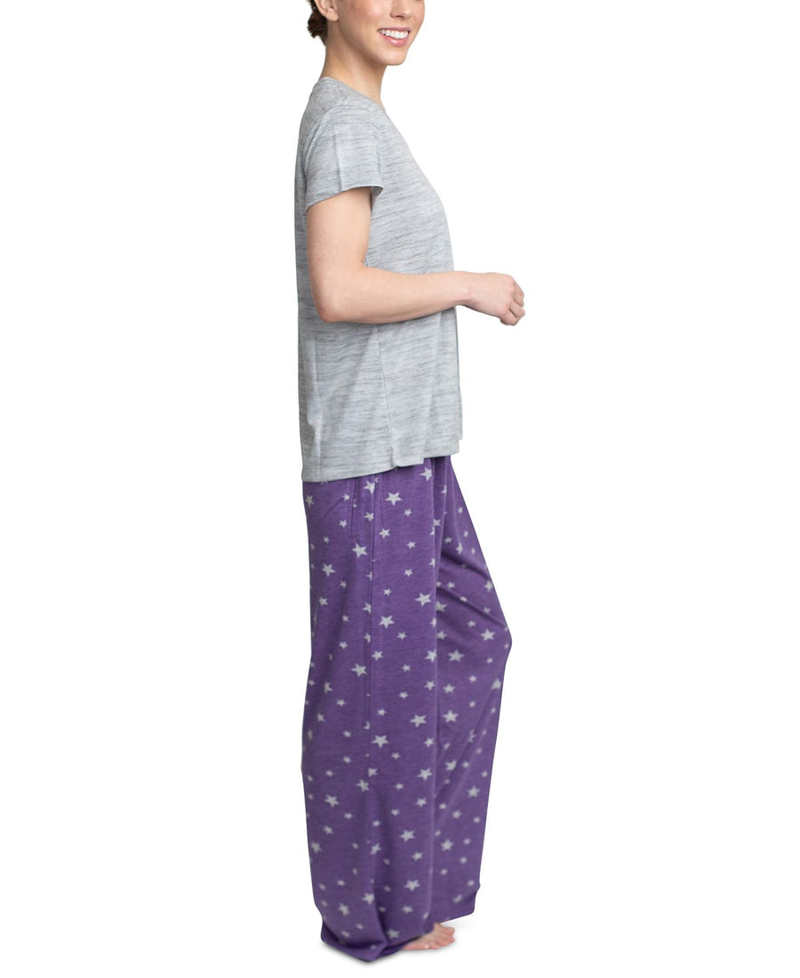 Muk Luks Knit Pajama Set Gry/star