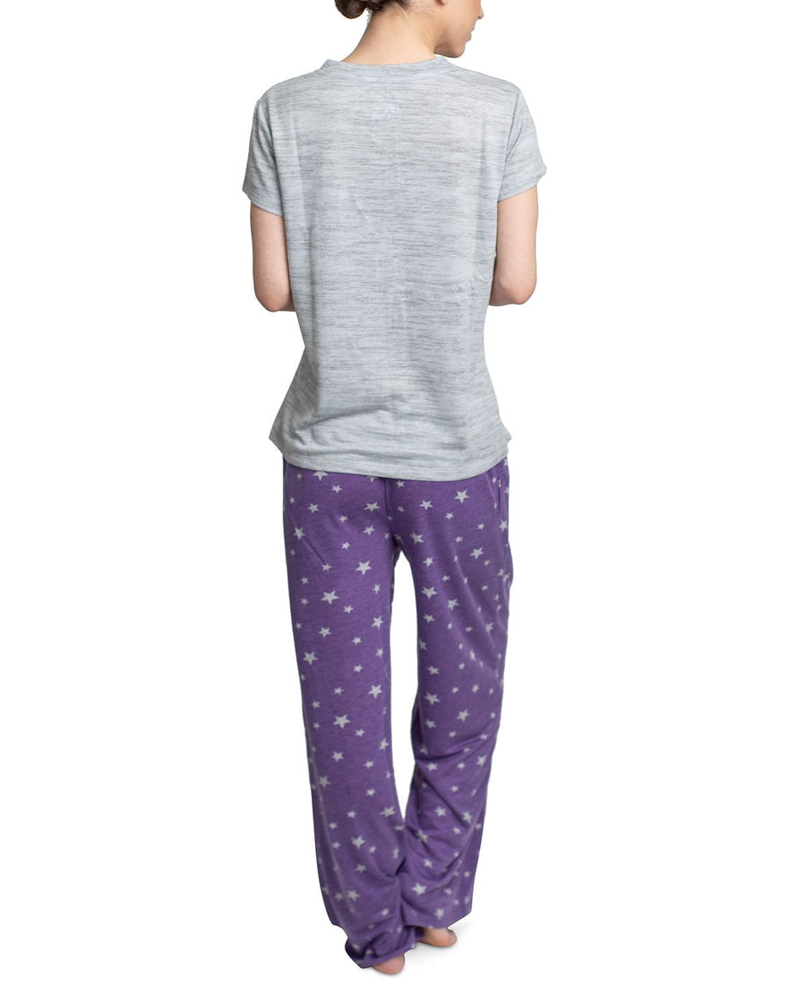 Muk Luks Knit Pajama Set Gry/star