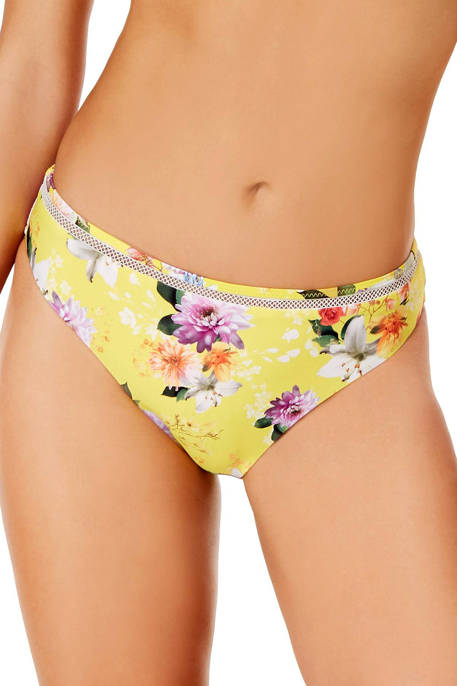 Nanette by Nanette Lepore Monaco Bouquet Hipster Bikini Bottom in Lemon