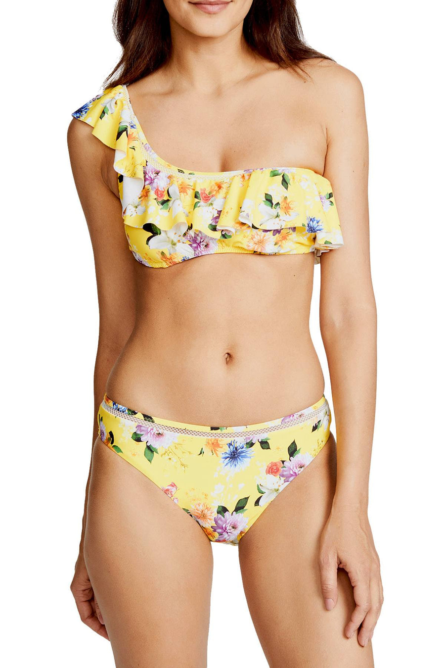 Nanette by Nanette Lepore Monaco Bouquet Hipster Bikini Bottom in Lemon