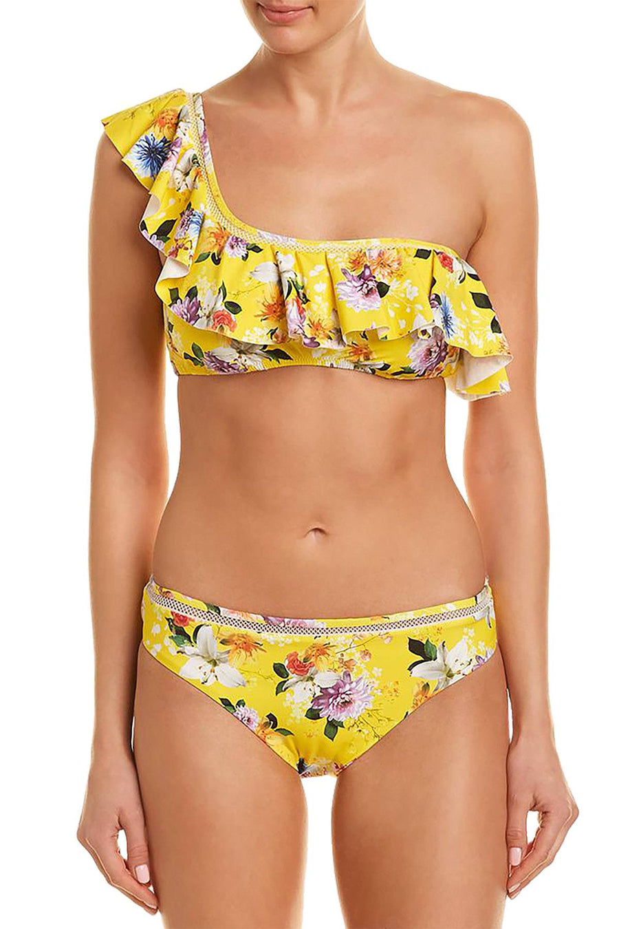 Nanette by Nanette Lepore Monaco Bouquet Hipster Bikini Bottom in Lemon