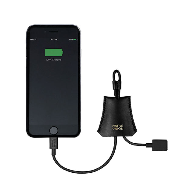 Native Union Lightning Charging Cable With Leather Pouch Black