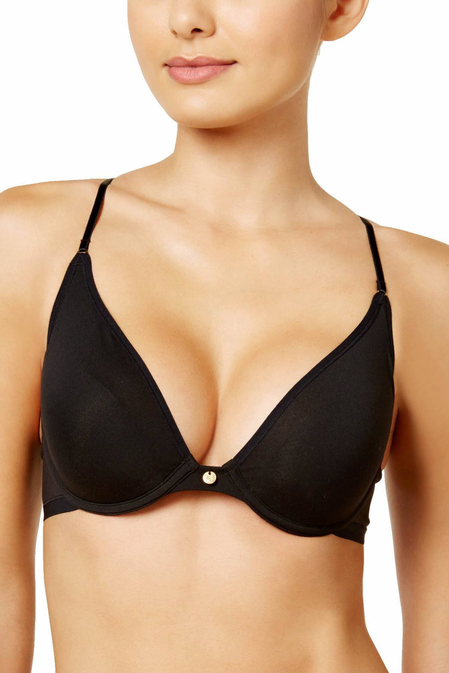 Natori Black Understated Contour Plunge Convertible Bra