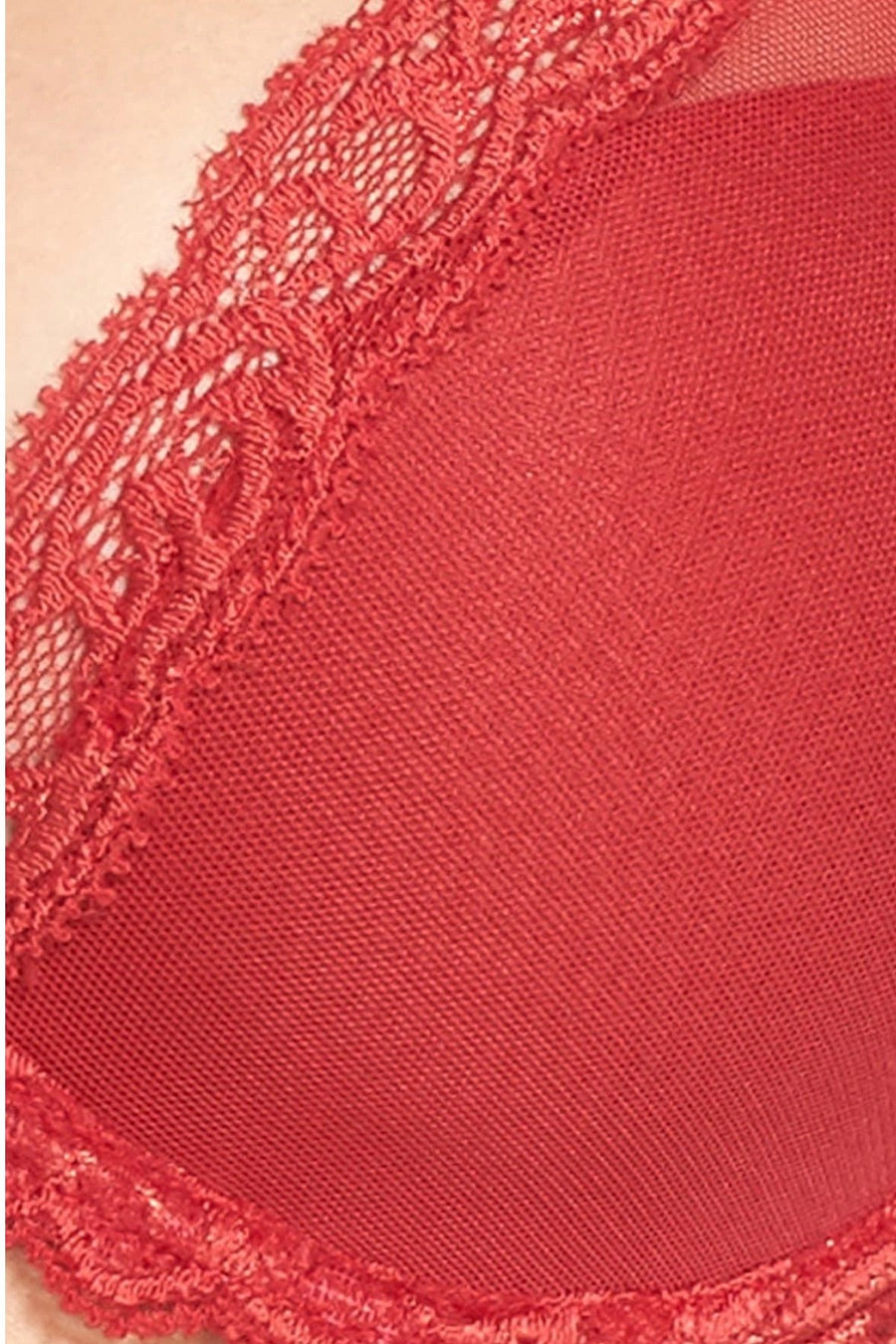 Natori Burnt Red Ravish Feathers Lace Contour Demi Bra
