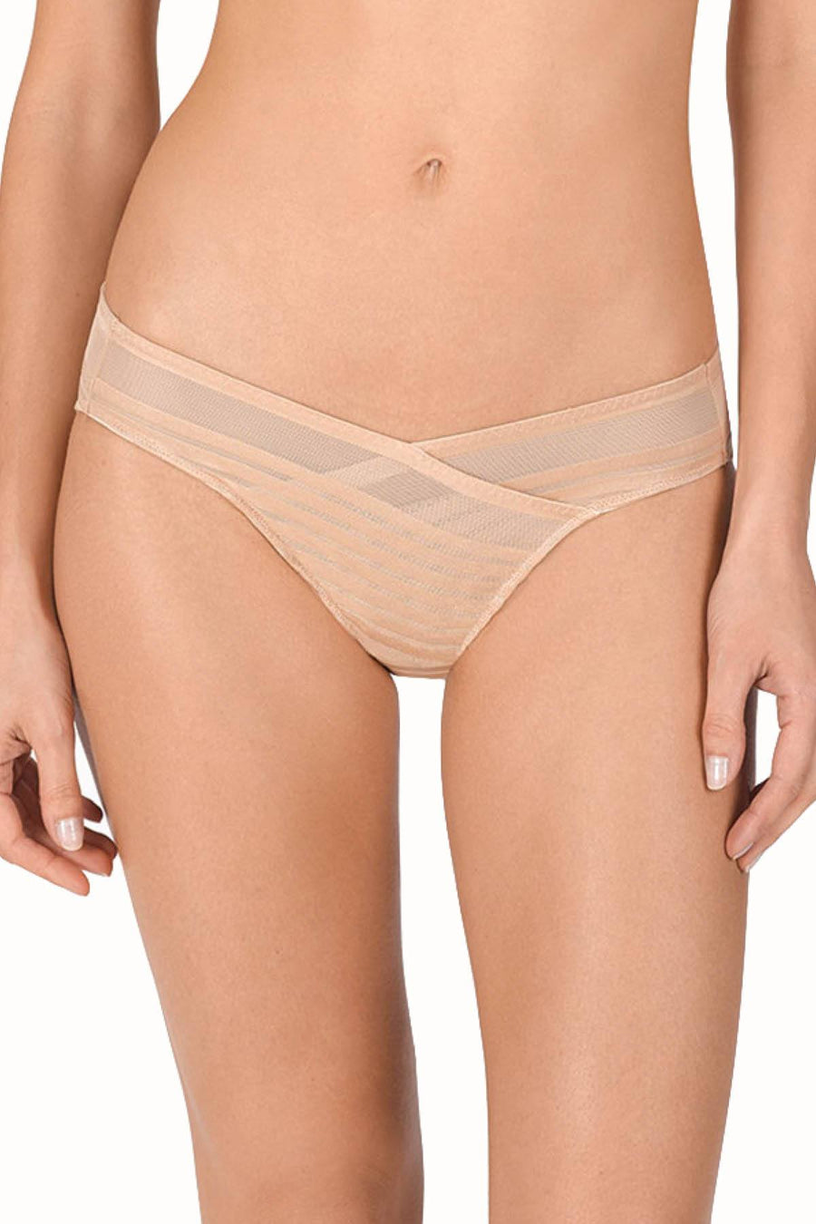 Natori Cosmetic-Beige Precision Low-Rise Stretch-Mesh Bikini Brief