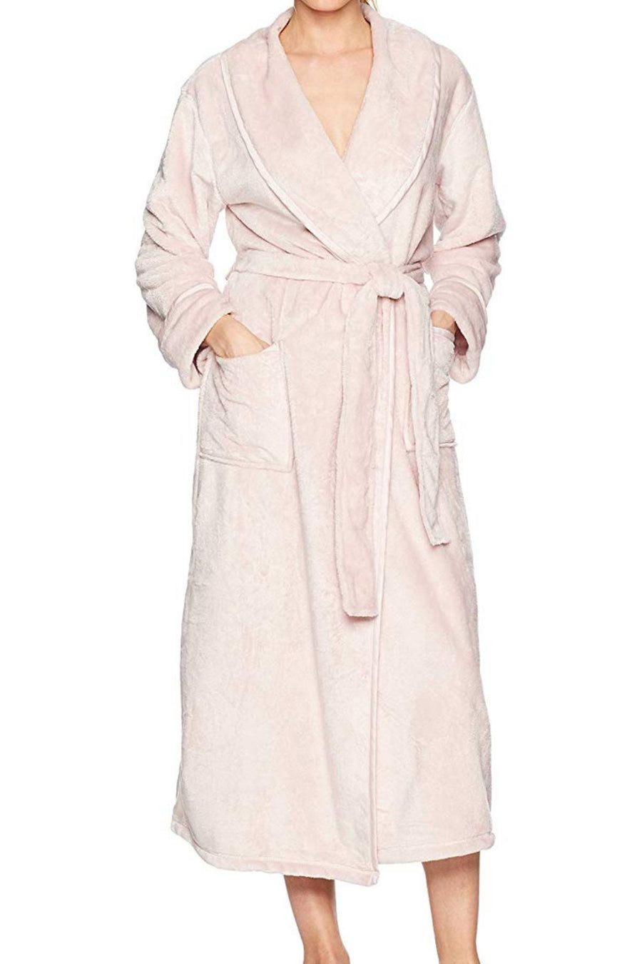 Natori Dusty-Rose Plush/Satin-Twill Robe