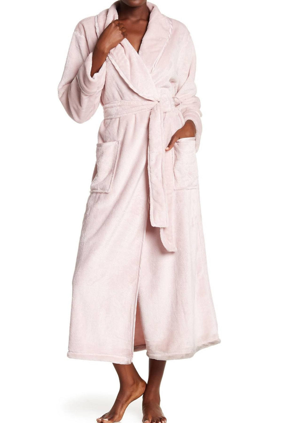 Natori Dusty-Rose Plush/Satin-Twill Robe