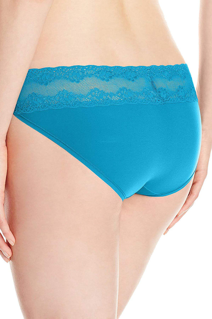 Natori Enamel-Blue Bliss Perfection Lace-Waist V-Kini