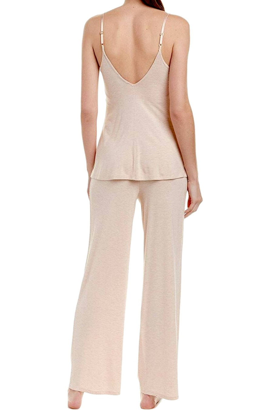 Natori Heather-Pink Feathers Knit Cami/Pant Sleep Set