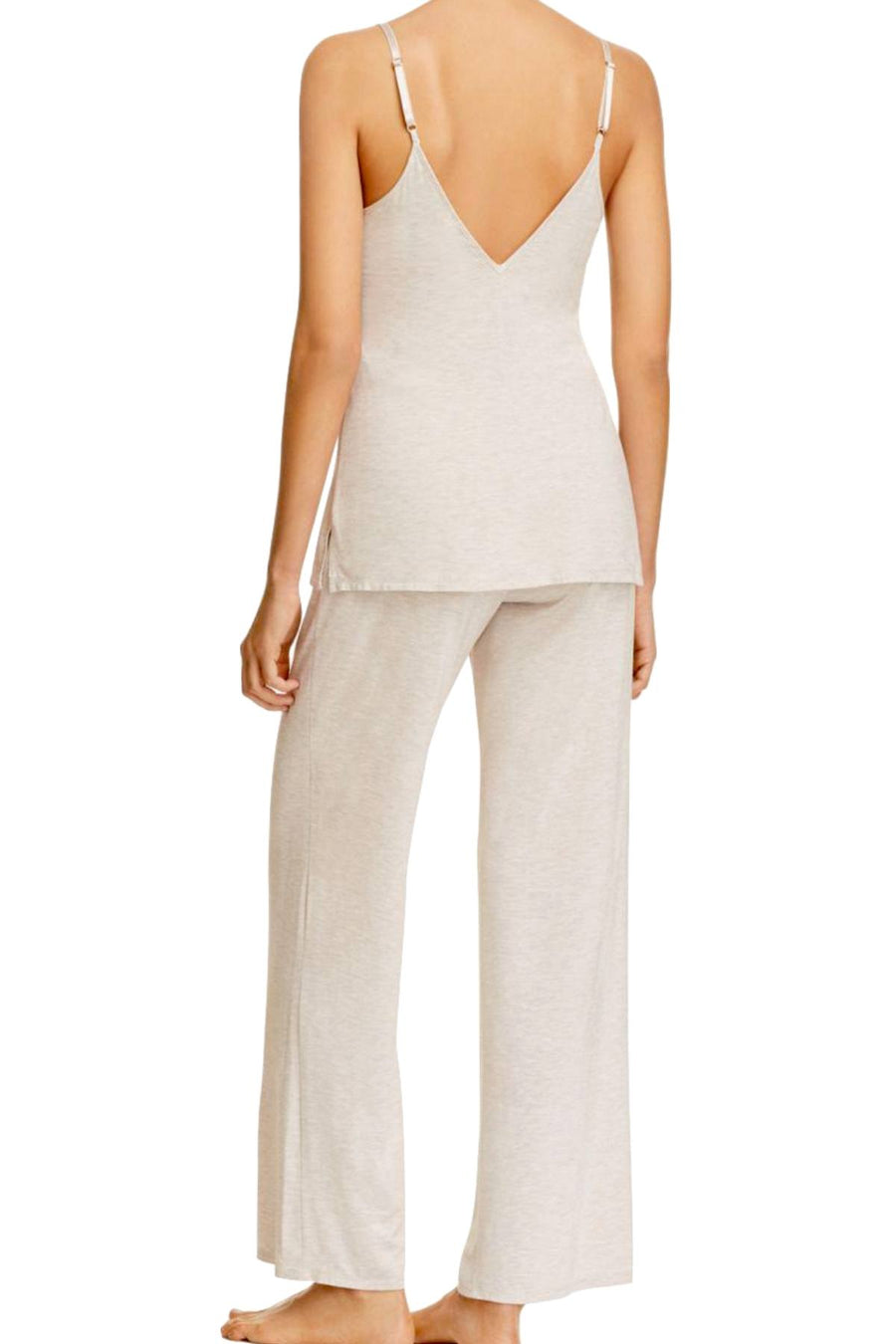 Natori Heather-Pink Feathers Knit Cami/Pant Sleep Set
