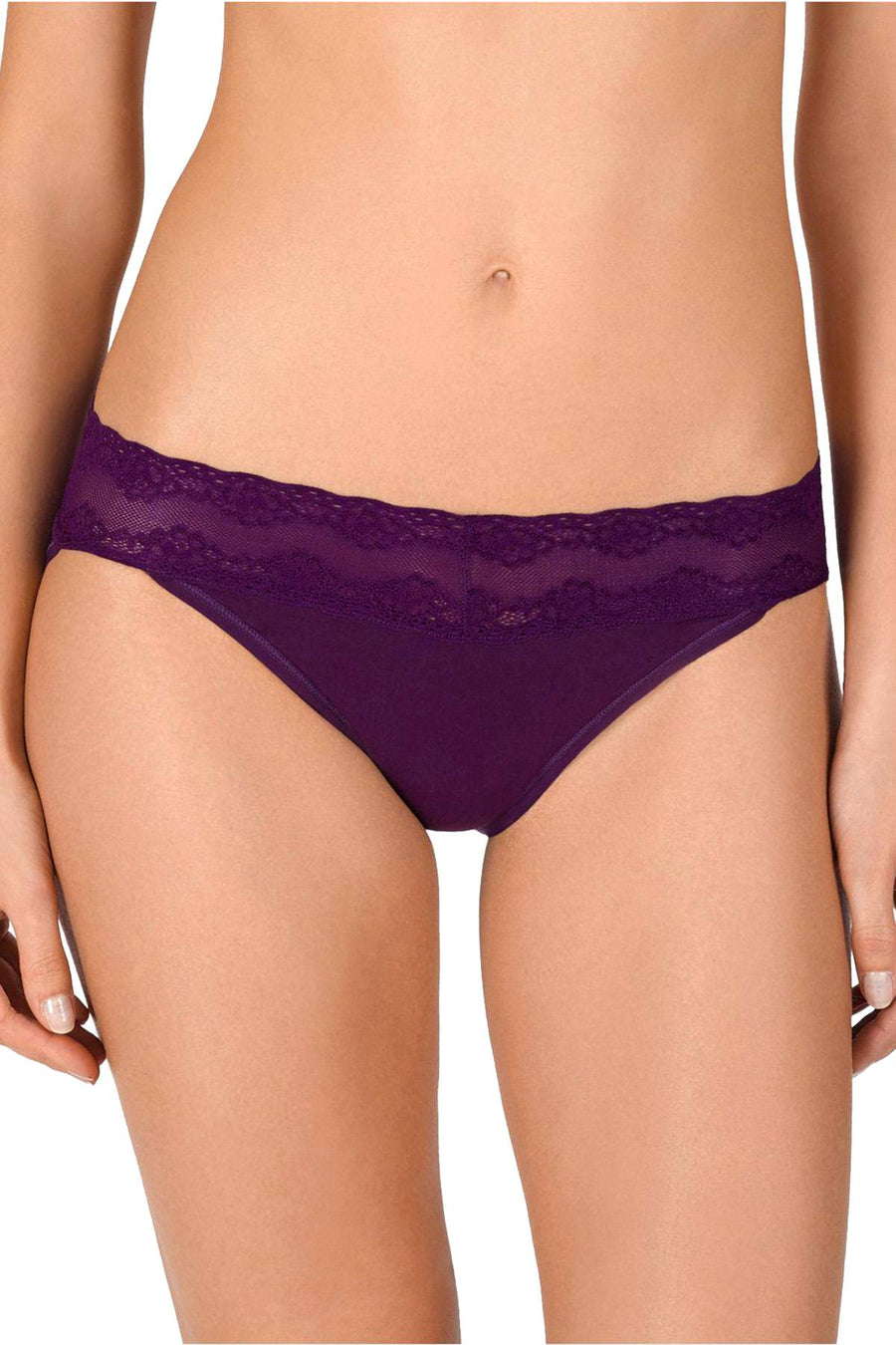 Natori Purple Orchid Bliss Perfection Lace Waist V-Kini