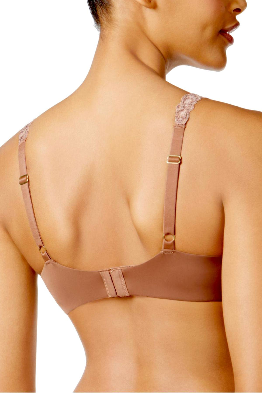 Natori Toffee-Combo Pure Luxe Embroidered-Strap Custom Coverage Contour Bra