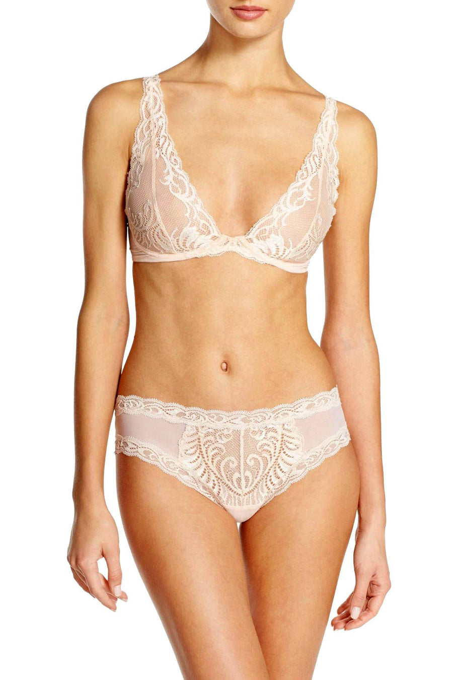 Natori Tulle/Cashmere Feathers Wireless Sheer Lace Bra