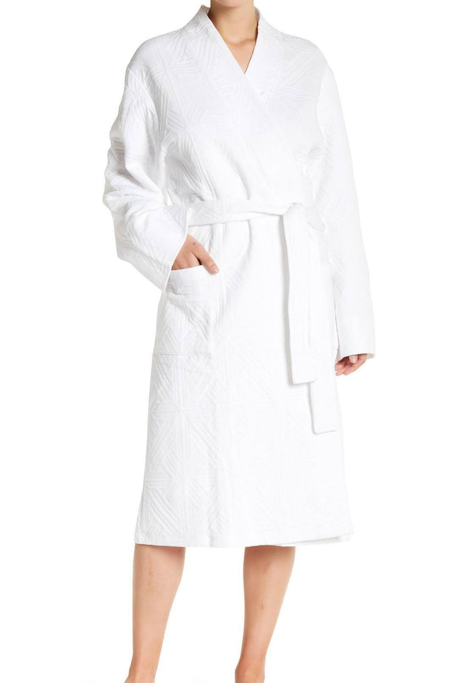 Natori White Quilted Cotton-Blend Robe