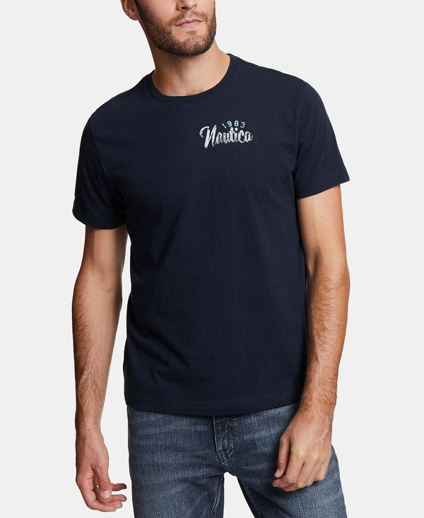Nautica Big & Tall Maritime Sailing Logo Graphic T-shirt Navy