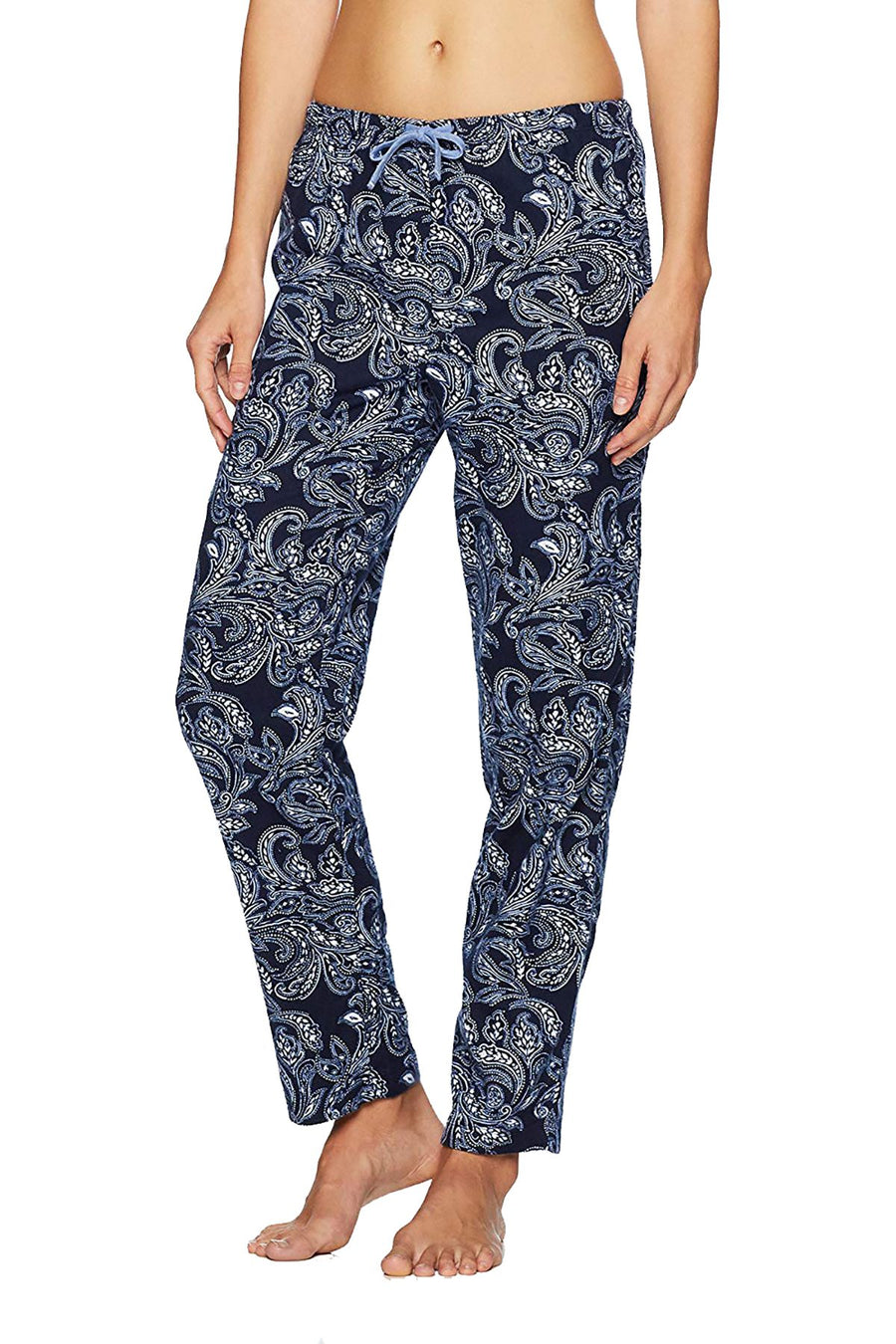 Nautica Blue/Navy Paisley-Print Knit/Flannel Pajama Set