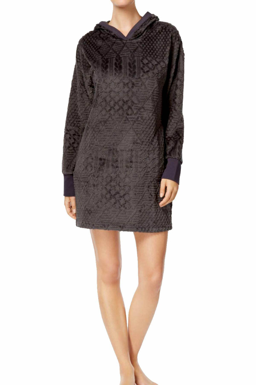 Nautica Charcoal Plush Textured Lounge Dress