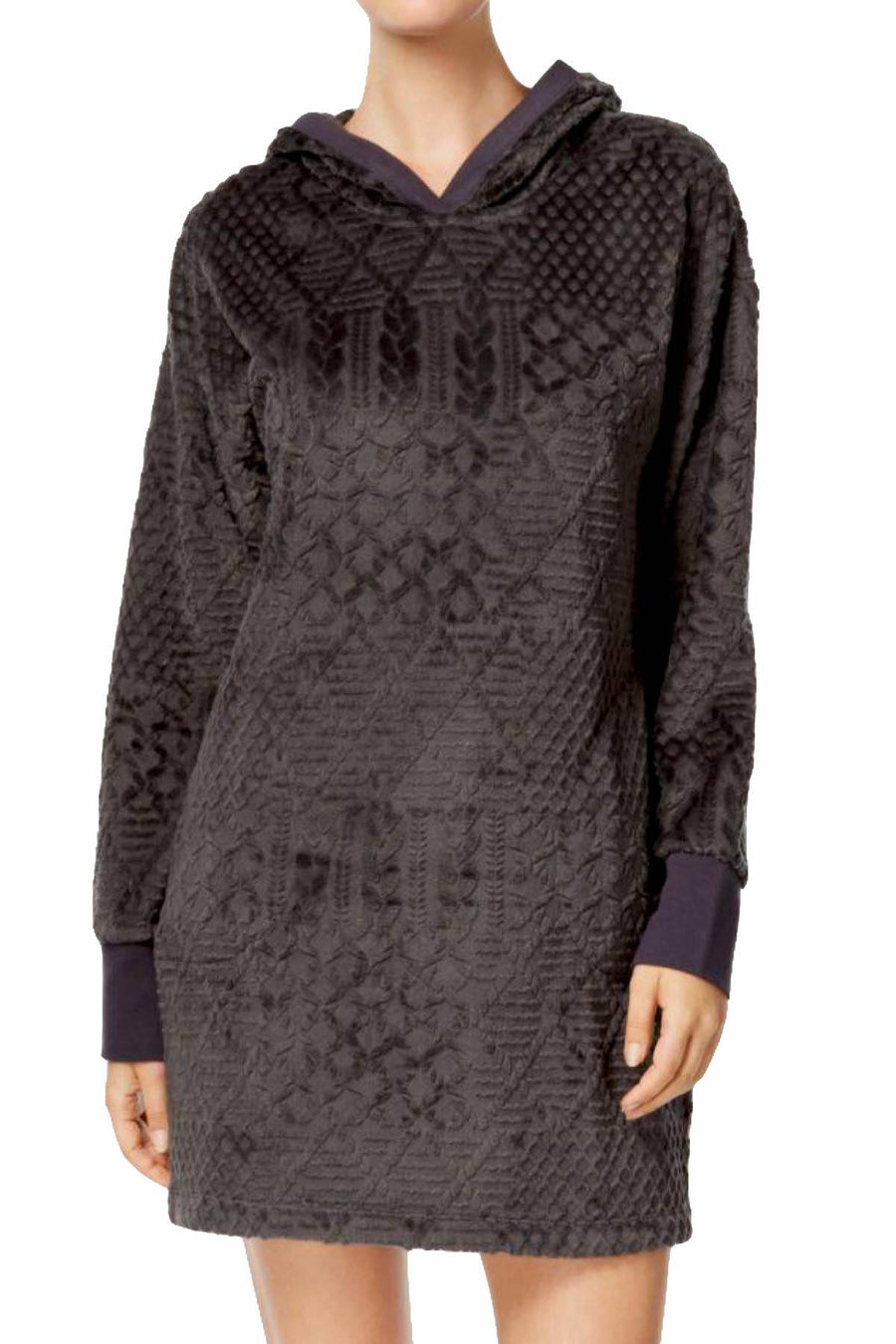 Nautica Charcoal Plush Textured Lounge Dress