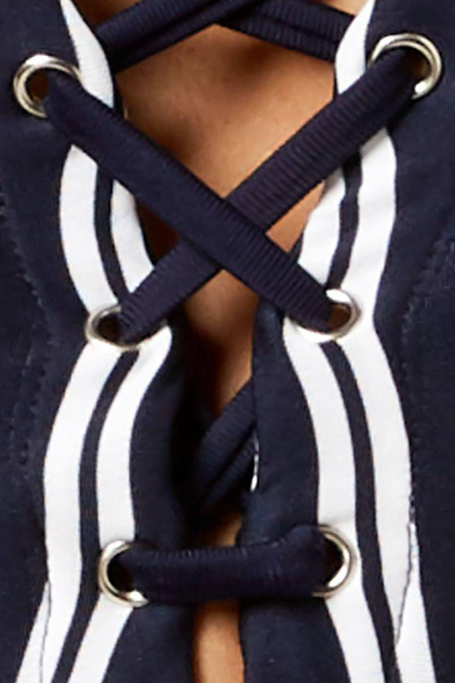Nautica Deep-Sea Striped Lace-Up Swimsuit