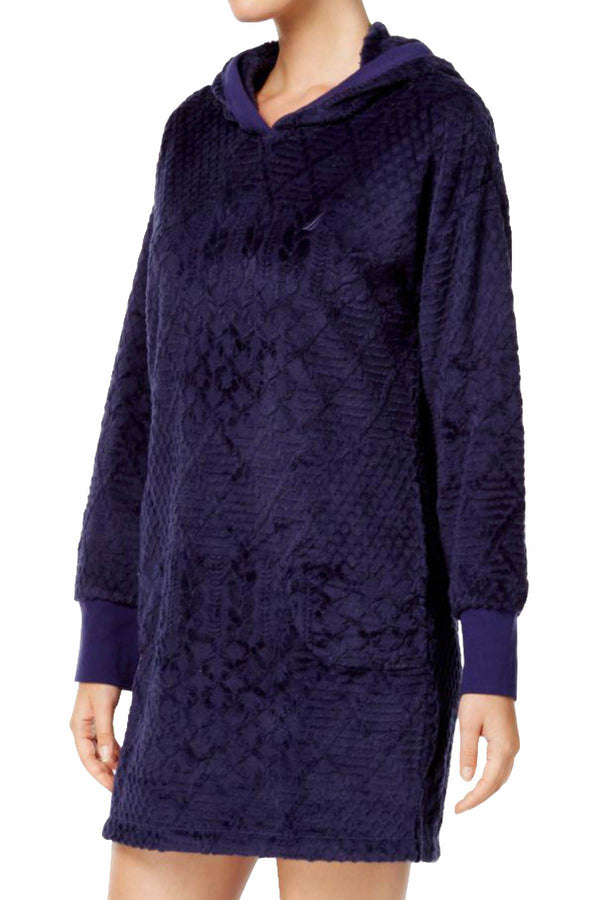 Nautica Eclipse Plush Textured Hooded Sleep Shirt