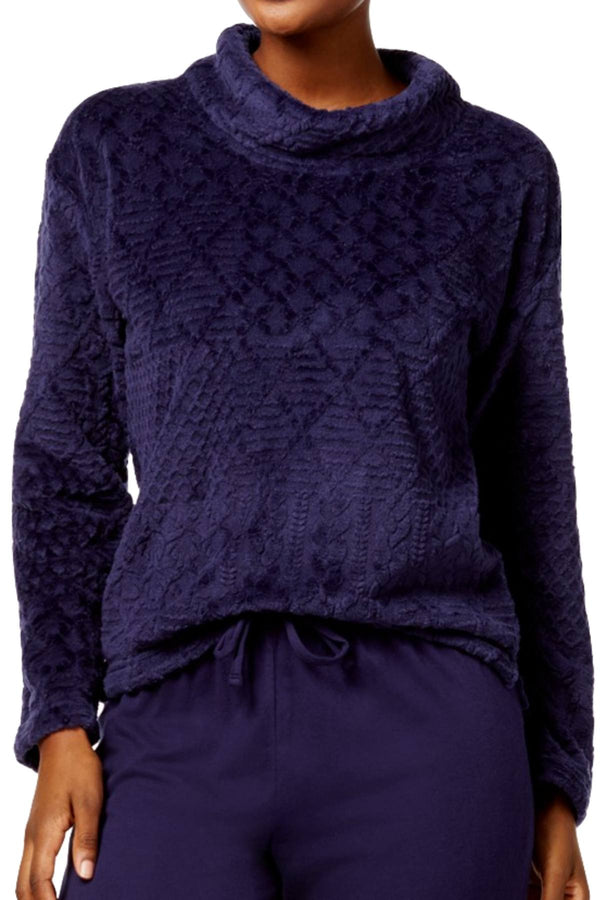 Nautica Eclipse Plush/Textured Lounge Top and Jogger Pant Set