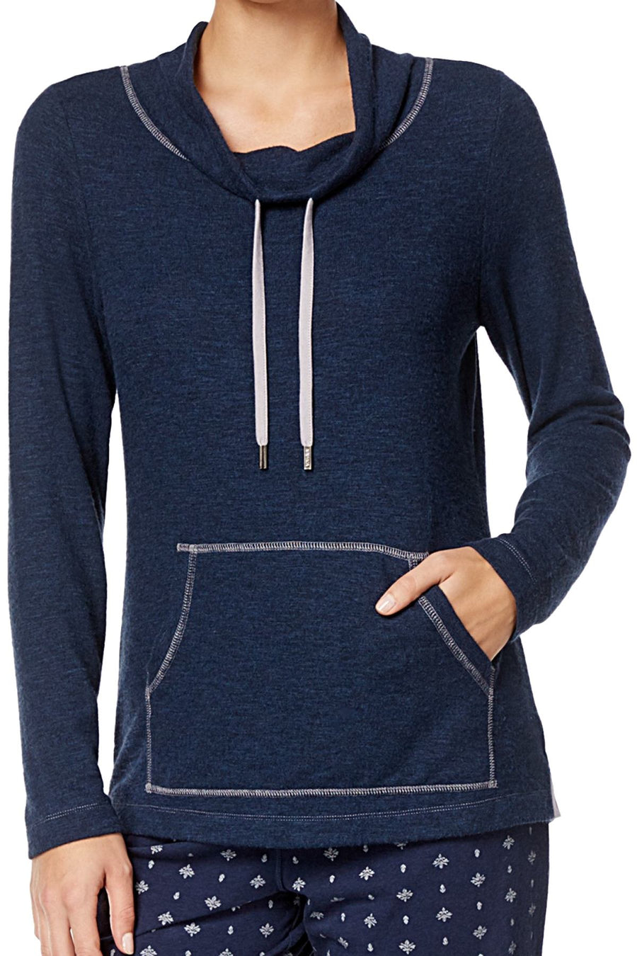 Nautica Heather-Navy Cowl-Neck Knit Lounge Top