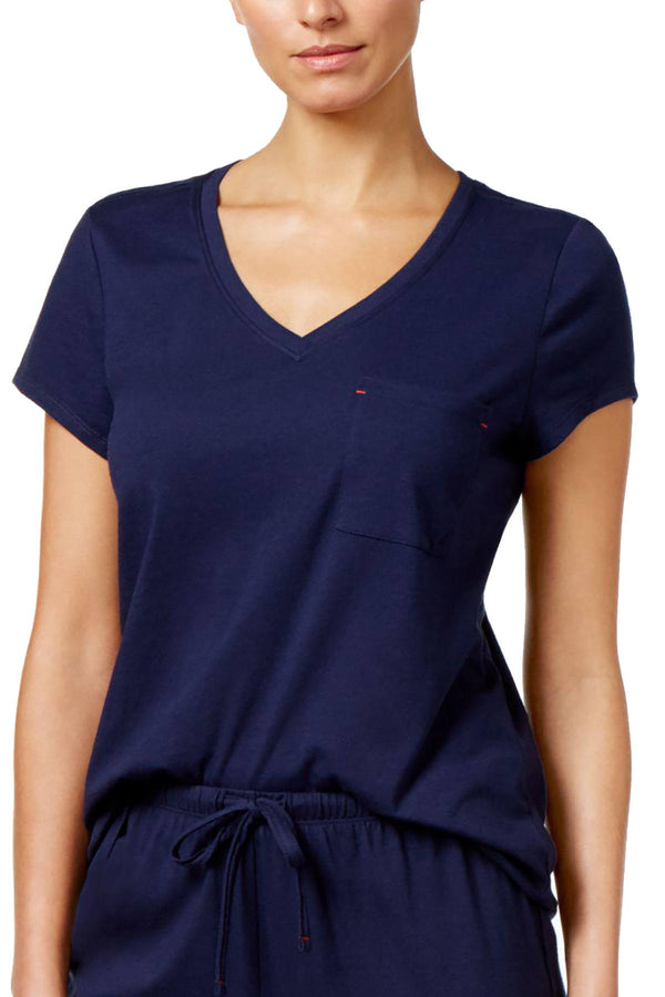 Nautica Navy-Blue V-Neck Lounge Tee