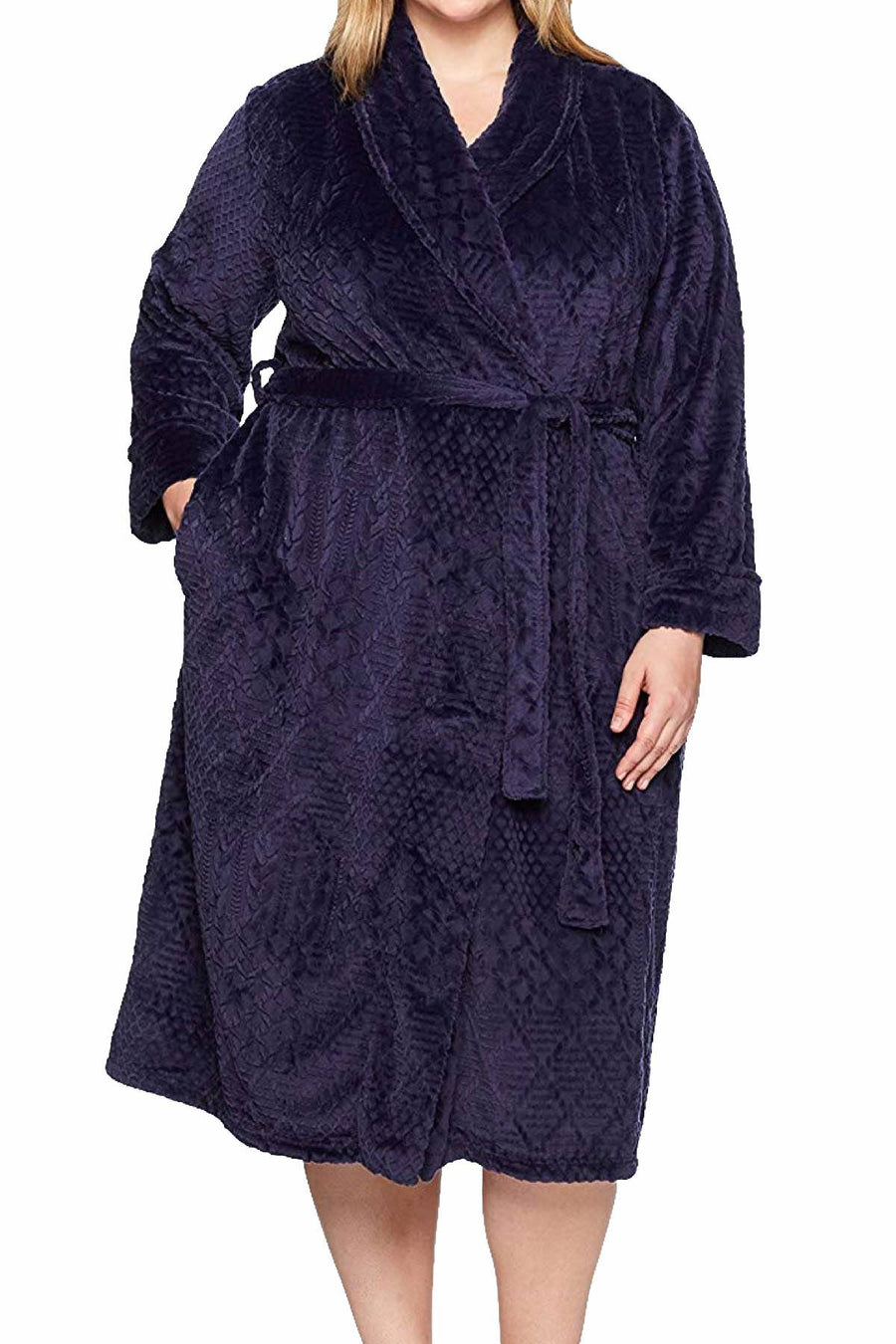 Nautica PLUS Eclipse-Blue Plush Textured Robe