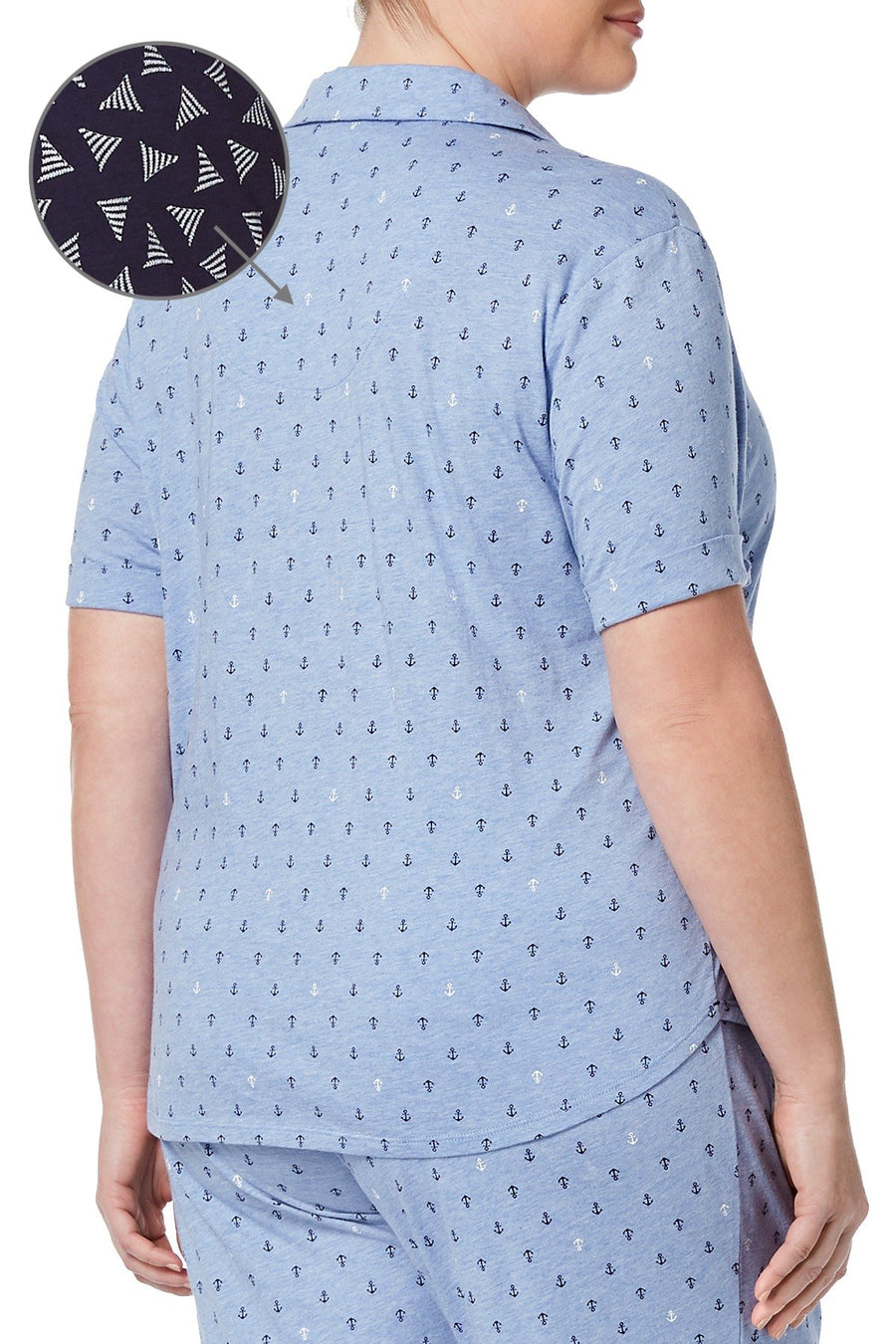Nautica PLUS Navy Sail Print Short Sleeve PJ Top
