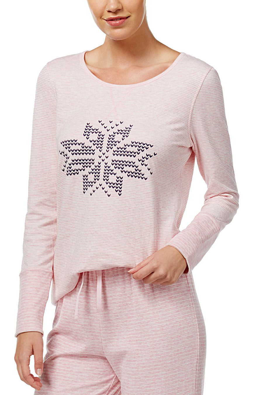 Nautica Pink-Heather Reversible Snowflake Lounge Top