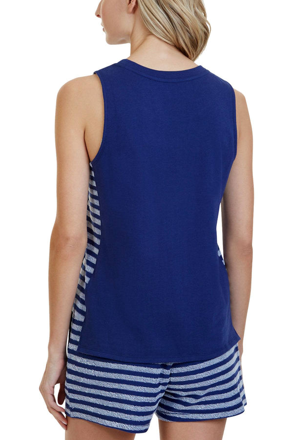 Nautica Royal-Blue Side-Striped Lounge Tank