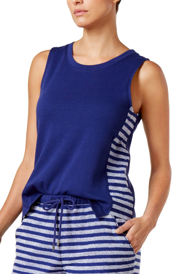 Nautica Royal-Blue Side-Striped Lounge Tank