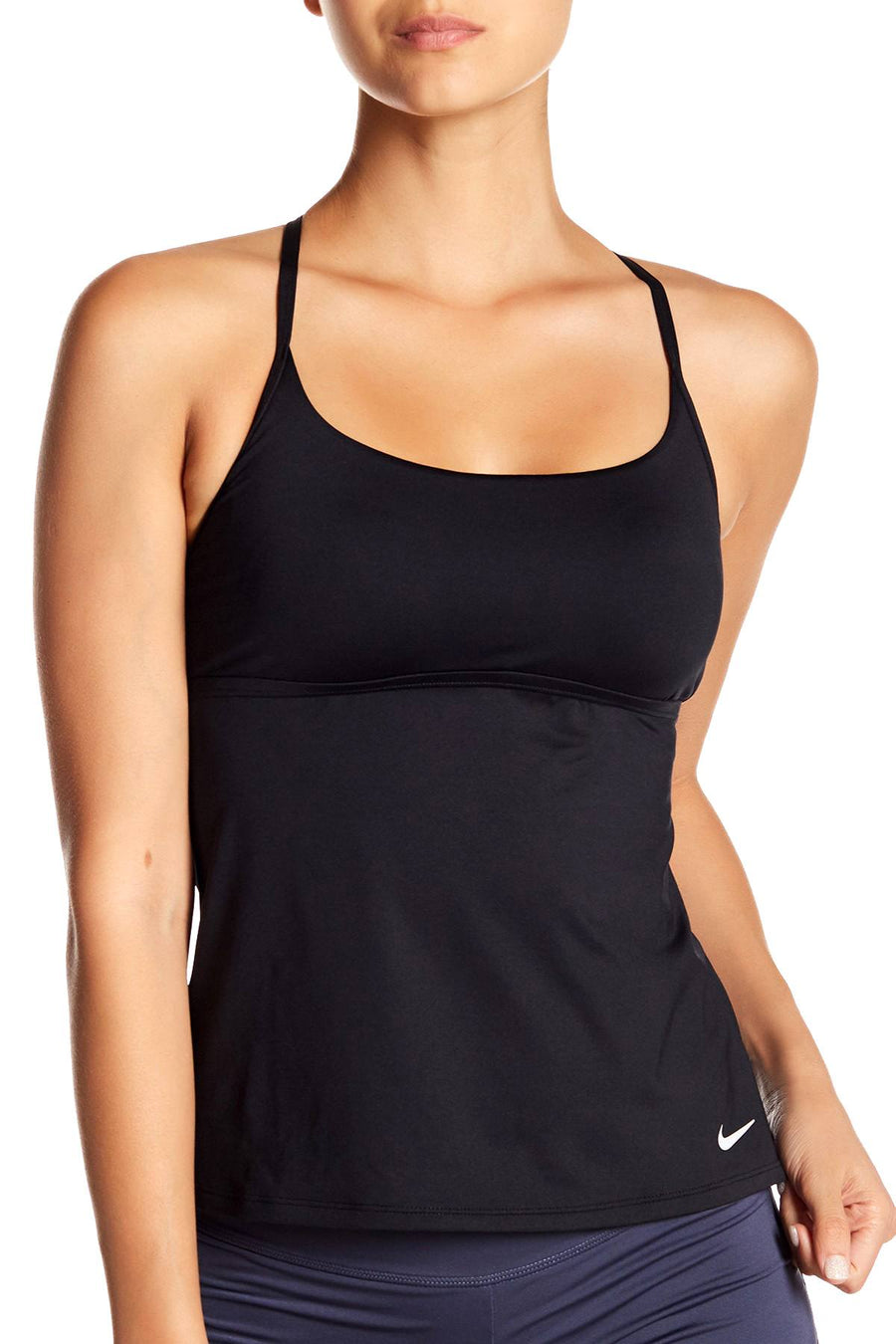 Nike Adjustable Cross Back Tankini Top in Black