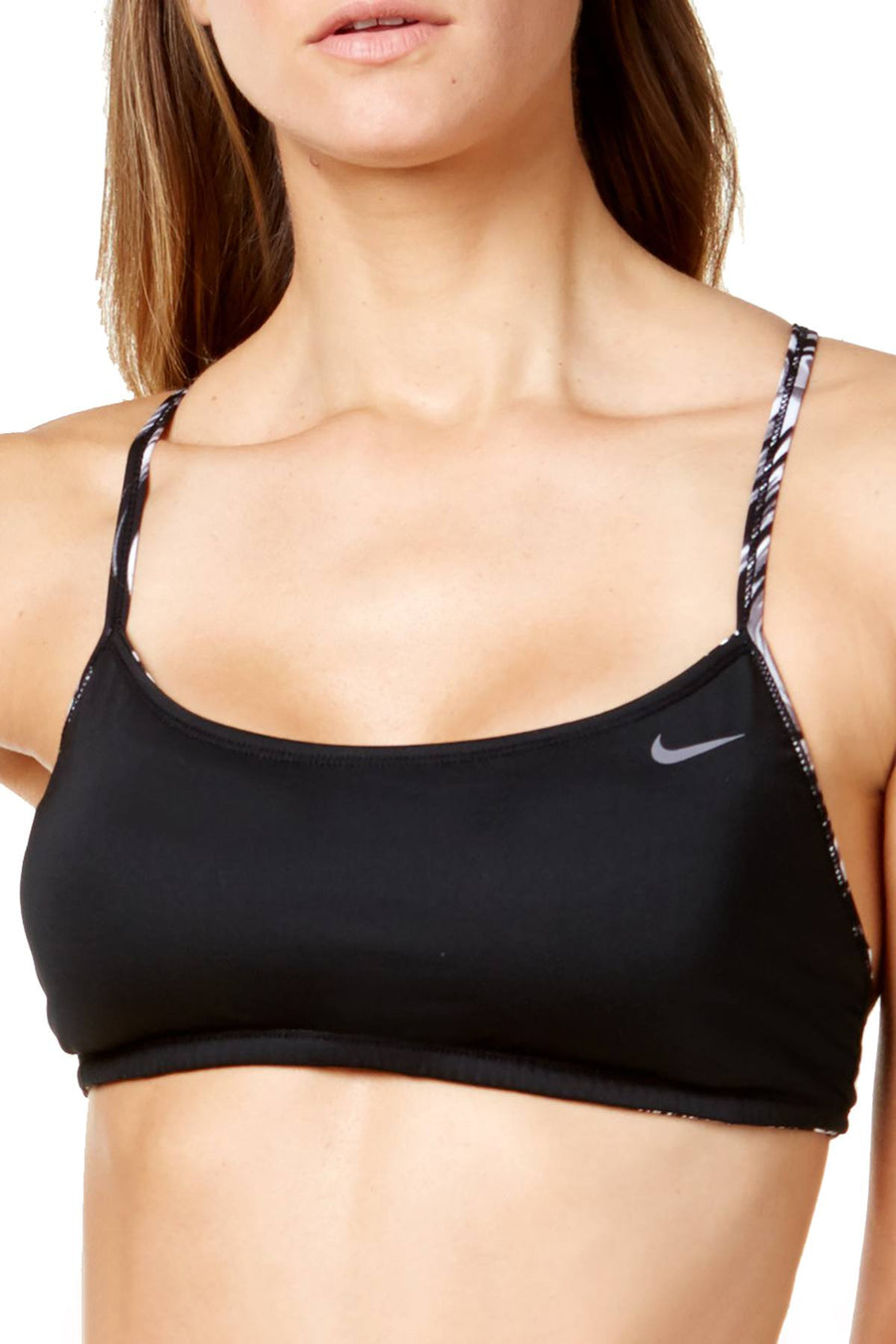 Nike Black/White Marble-Print Reversible Bikini Top