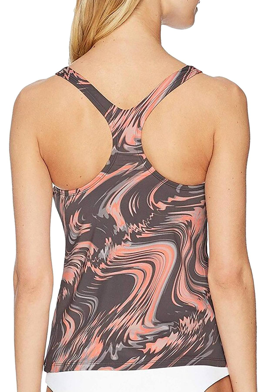 Nike Crimson Pulse Marble-Print Amp Surge Racerback Tankini Top