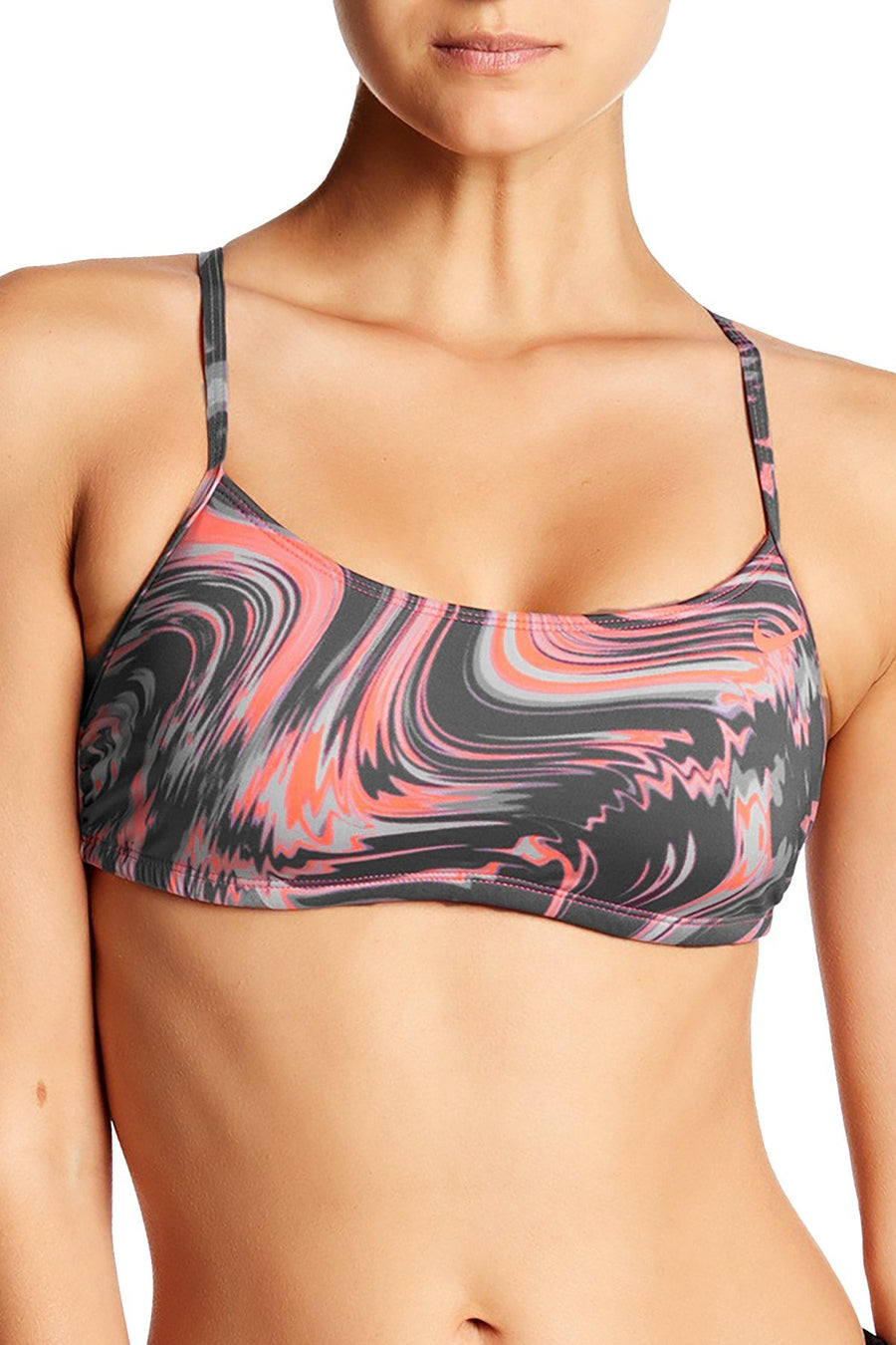 Nike Crimson Pulse Marble-Print Reversible Bikini Top