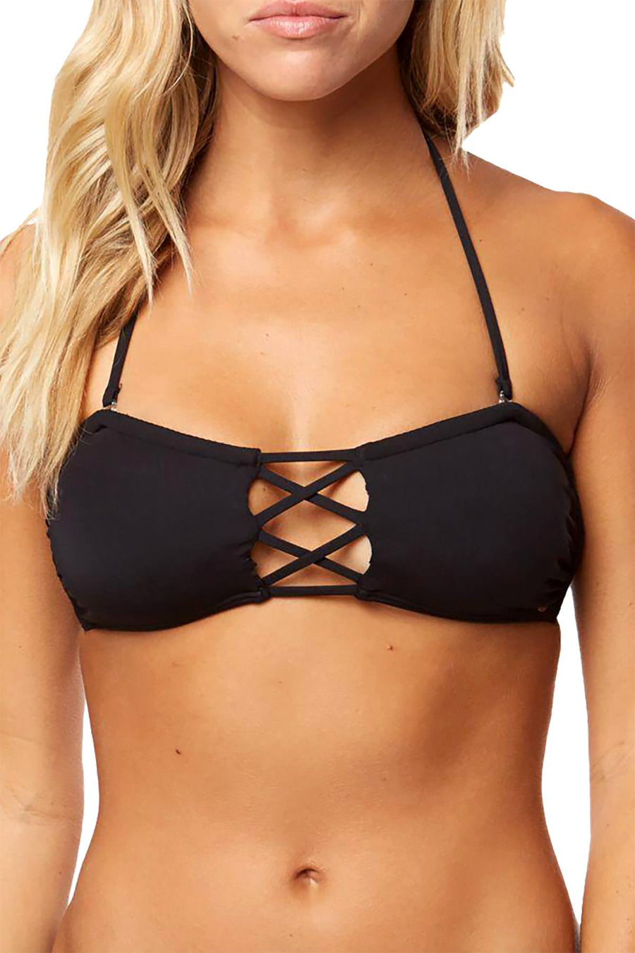 O'Neill Black Salt Water Solids Strappy Bandeau Bikini Top